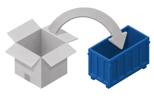 KS Icon für Entsorgung, Karton in den Container